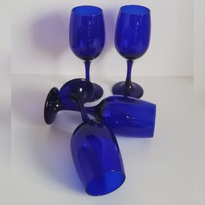 Libbey Cobalt Blue Champagne Glasses, set of 4